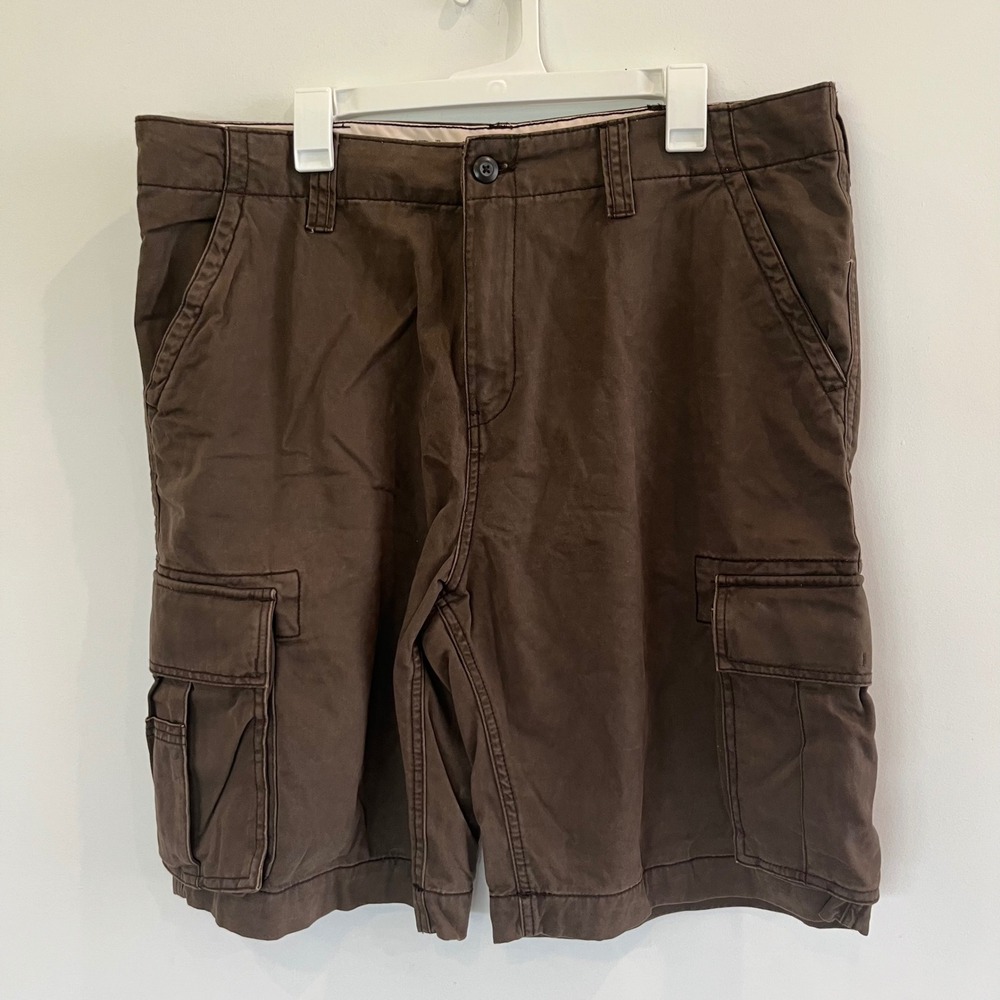 Old Navy Mens Brown Cotton Twill Cargo Shorts Size 38 Utility Multi Pocket